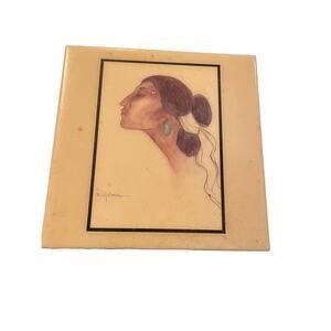 RC Goman signed Native American Tile/Trivet